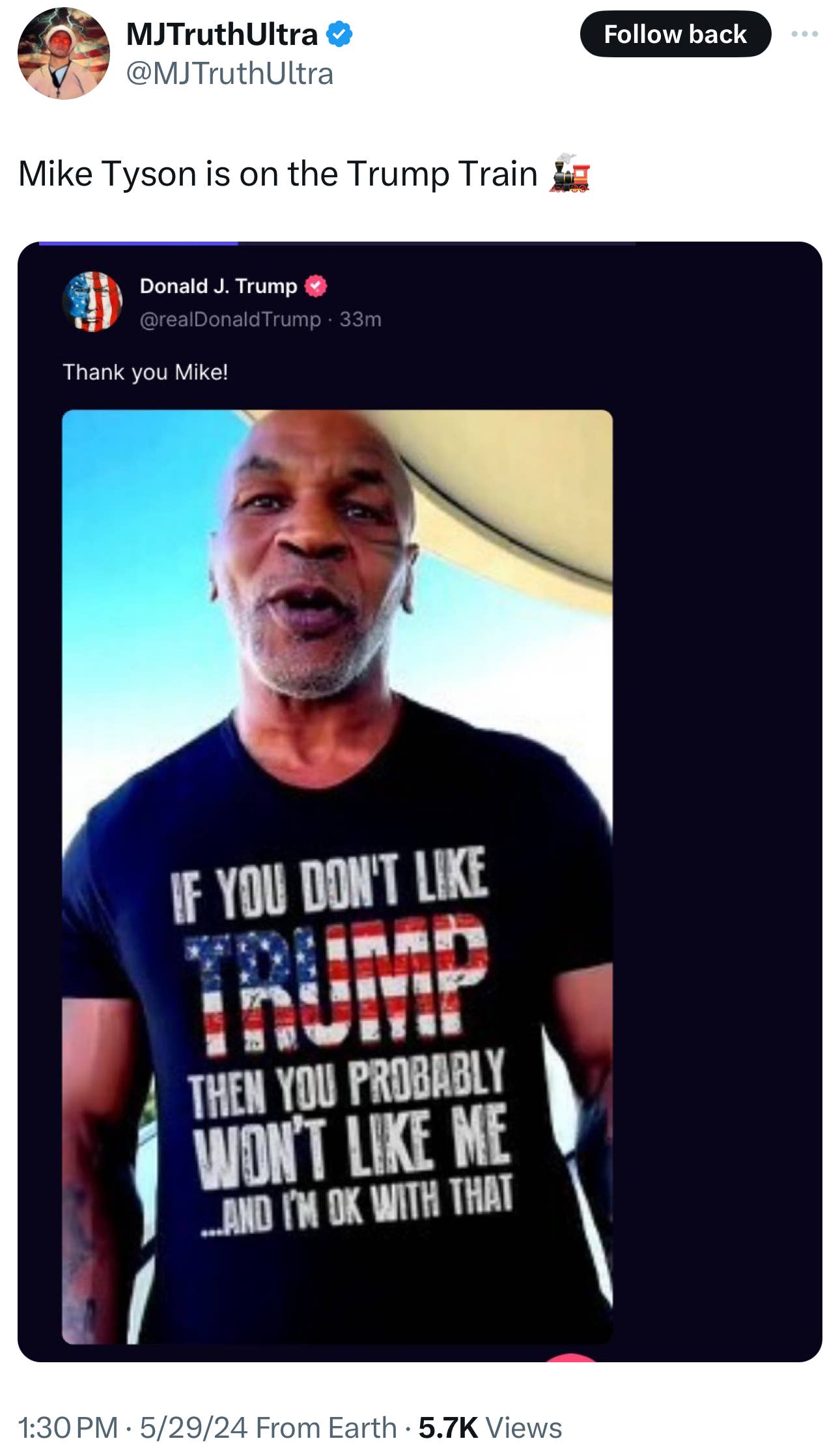 Trump Duped By Fake Mike Tyson Pro-Trump T-Shirt Photo - MeidasTouch