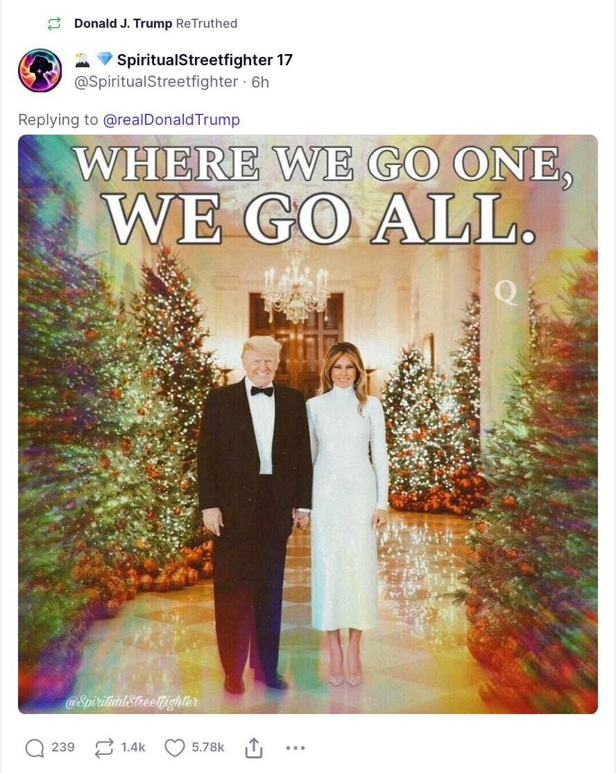 Trump's Posts Trump Shared QAnon Themed Melania Post to Truth Social - MeidasTouch
