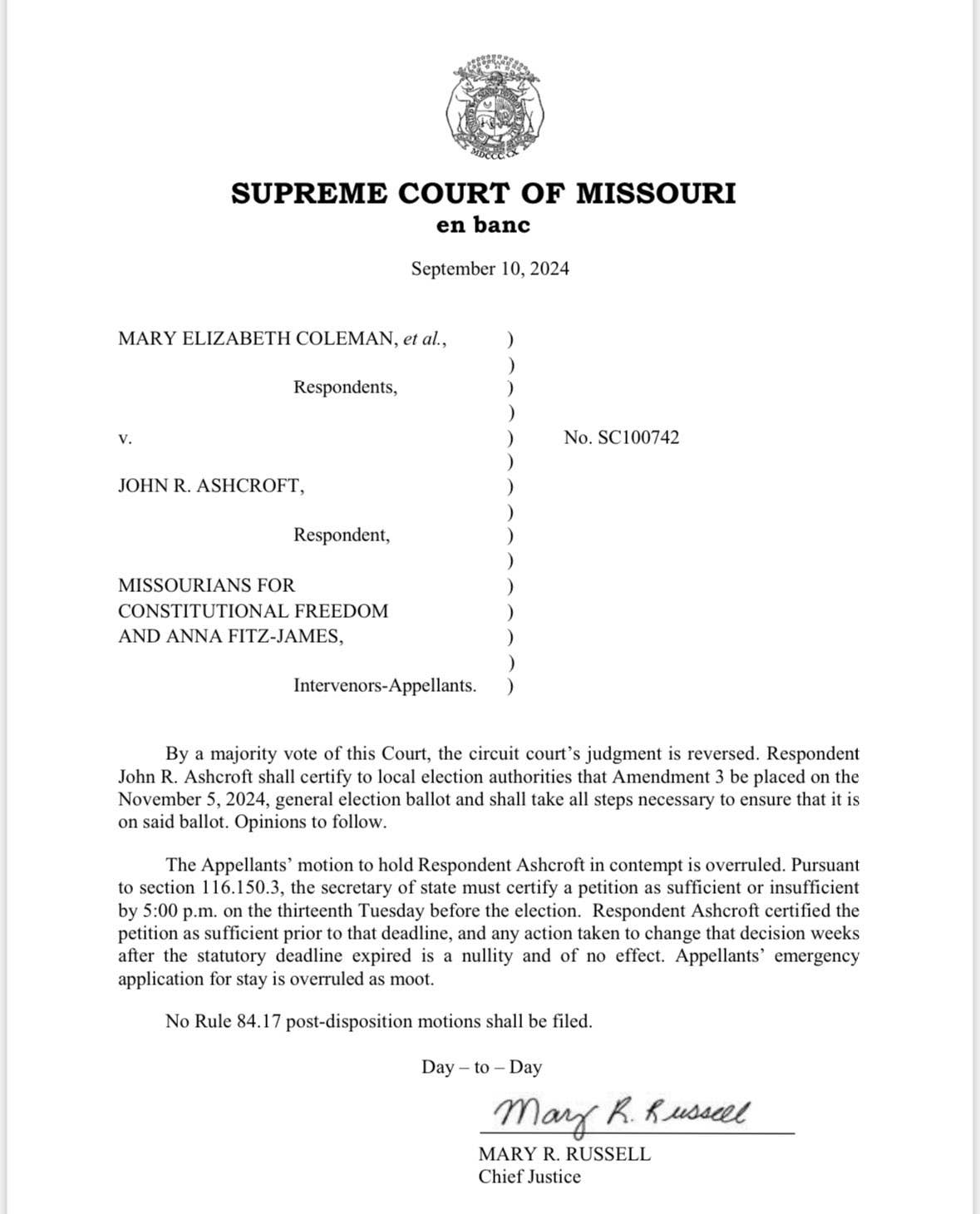 Missouri Supreme Court Puts Abortion Amendment Back On The Ballot ...