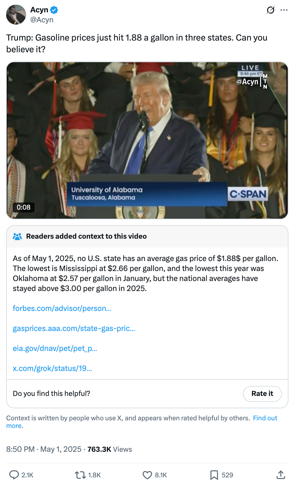 Trump Hit with Community Note for Peddling Fake Gas Prices Below $2 ...