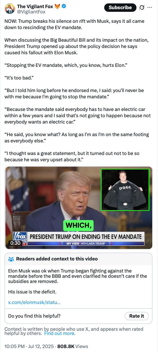 Trump's Attack On Elon Musk Slapped With Community Note - MeidasTouch