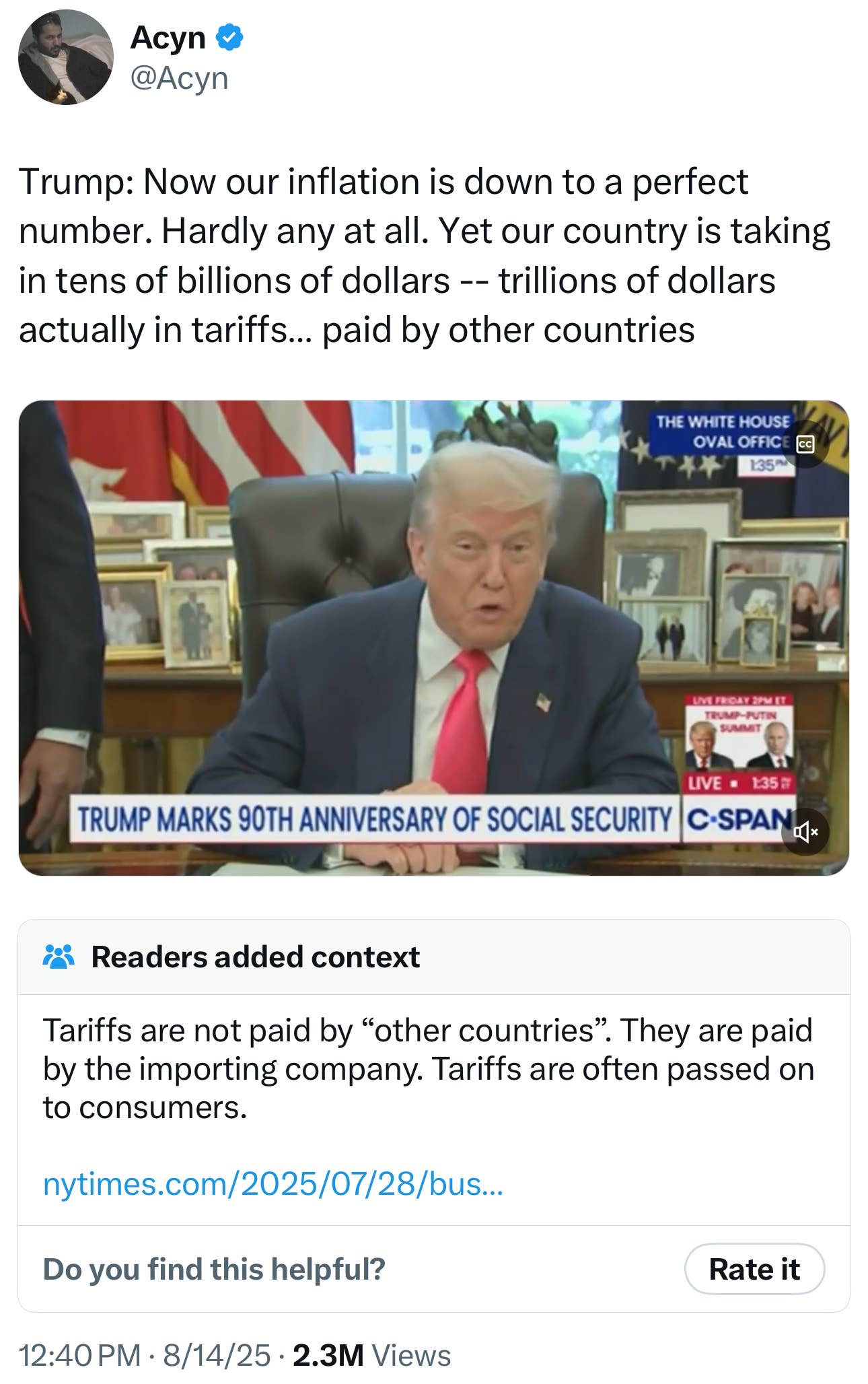 Community Note Corrects Trump’s Tariff Claim - MeidasTouch