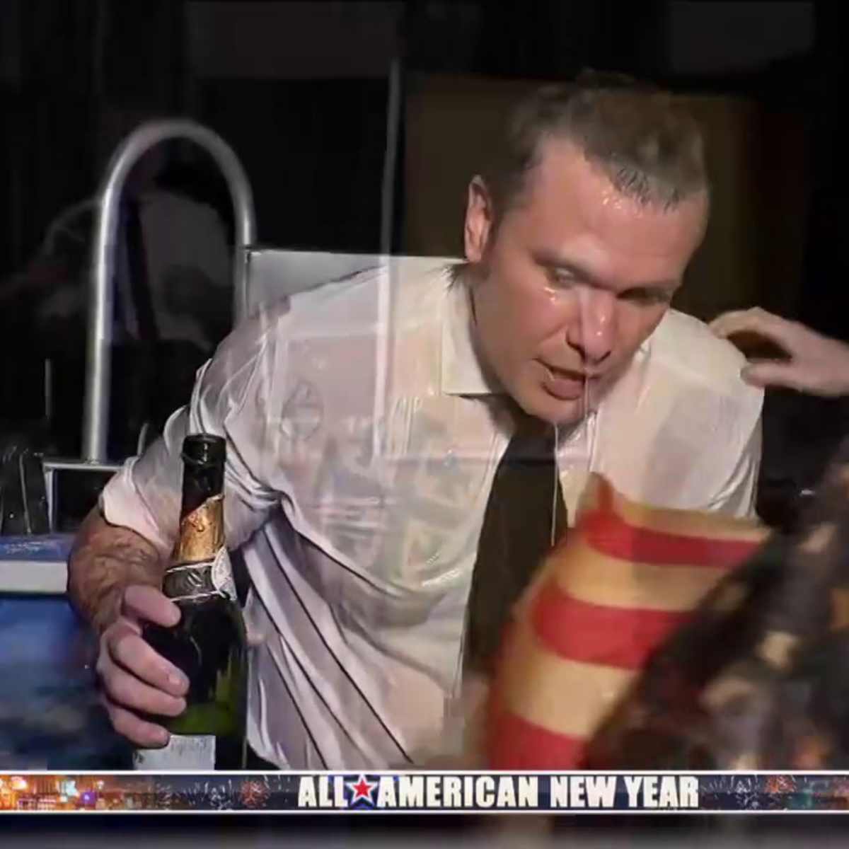 Pete Hegseth returns with bottle of champagne