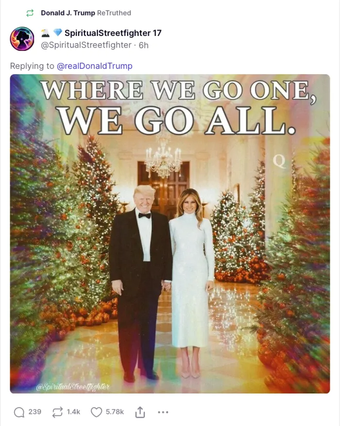 Trump Shared QAnon Themed Melania Post to Truth Social (meidasnews.com)