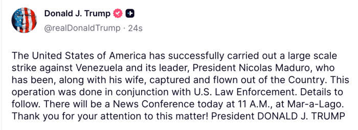 Truth Social: @realDonaldTrump