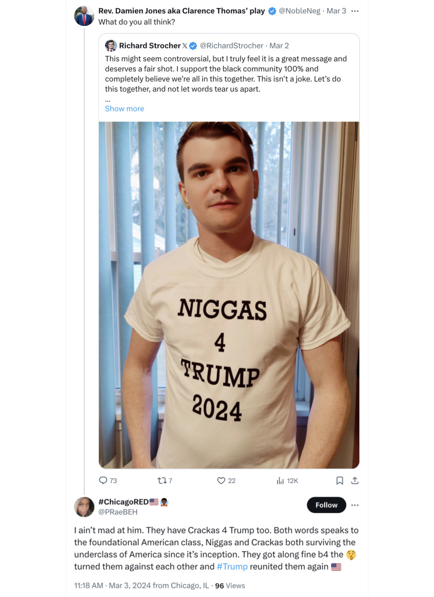 Easley defended a n-word shirt posted by a racist troll