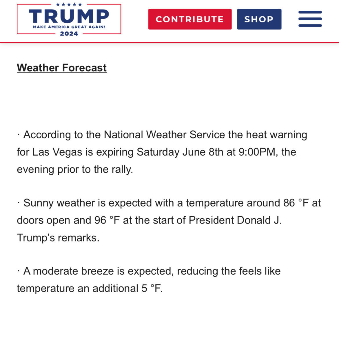 Trump Downplays Temps, Anticipates Mass Heat-Related Illness At Outdoor ...