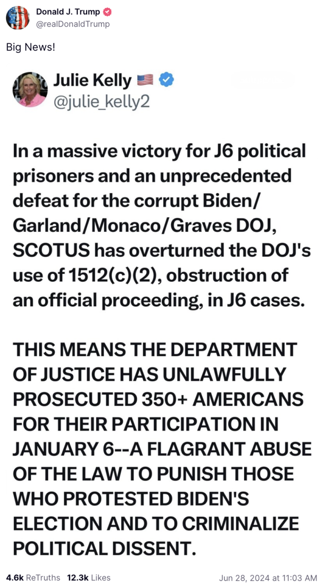 Trump Praises SCOTUS Decision Benefitting January 6th Capitol Rioters