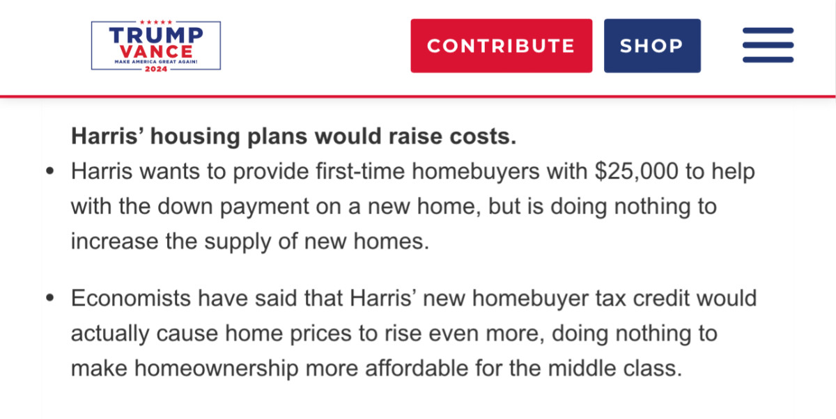 Trump Campaign Attacks Kamala Harris' $25,000 Home Buying 