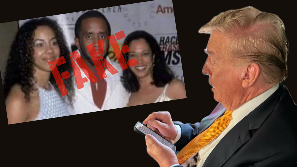 Trump Shared Fake Image Claiming Kamala Harris Attended Diddy's "Freak