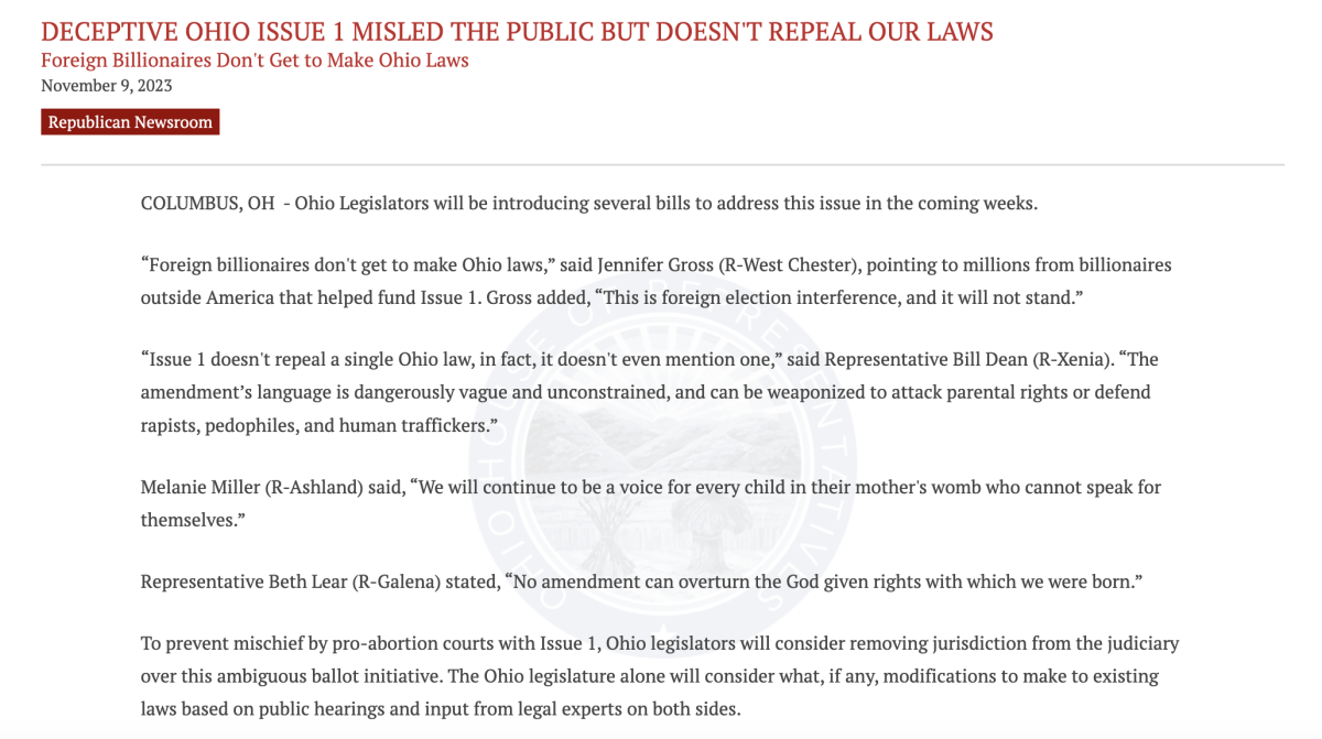 Ohio Republicans Refuse To Accept Election Results, Claim Abortion Bans