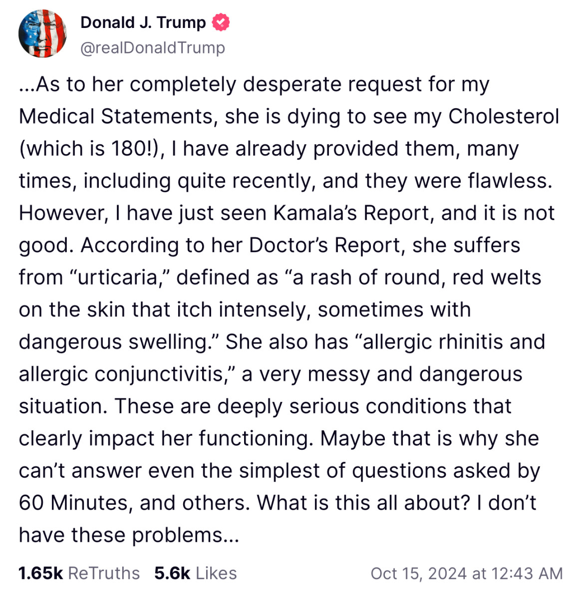 Trump Attacks Kamala Harris For Having "Dangerous" Seasonal Allergies ...